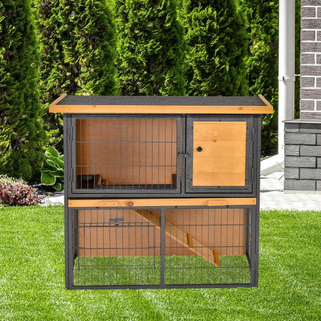 Cage à lapin extérieur ouverture au toit