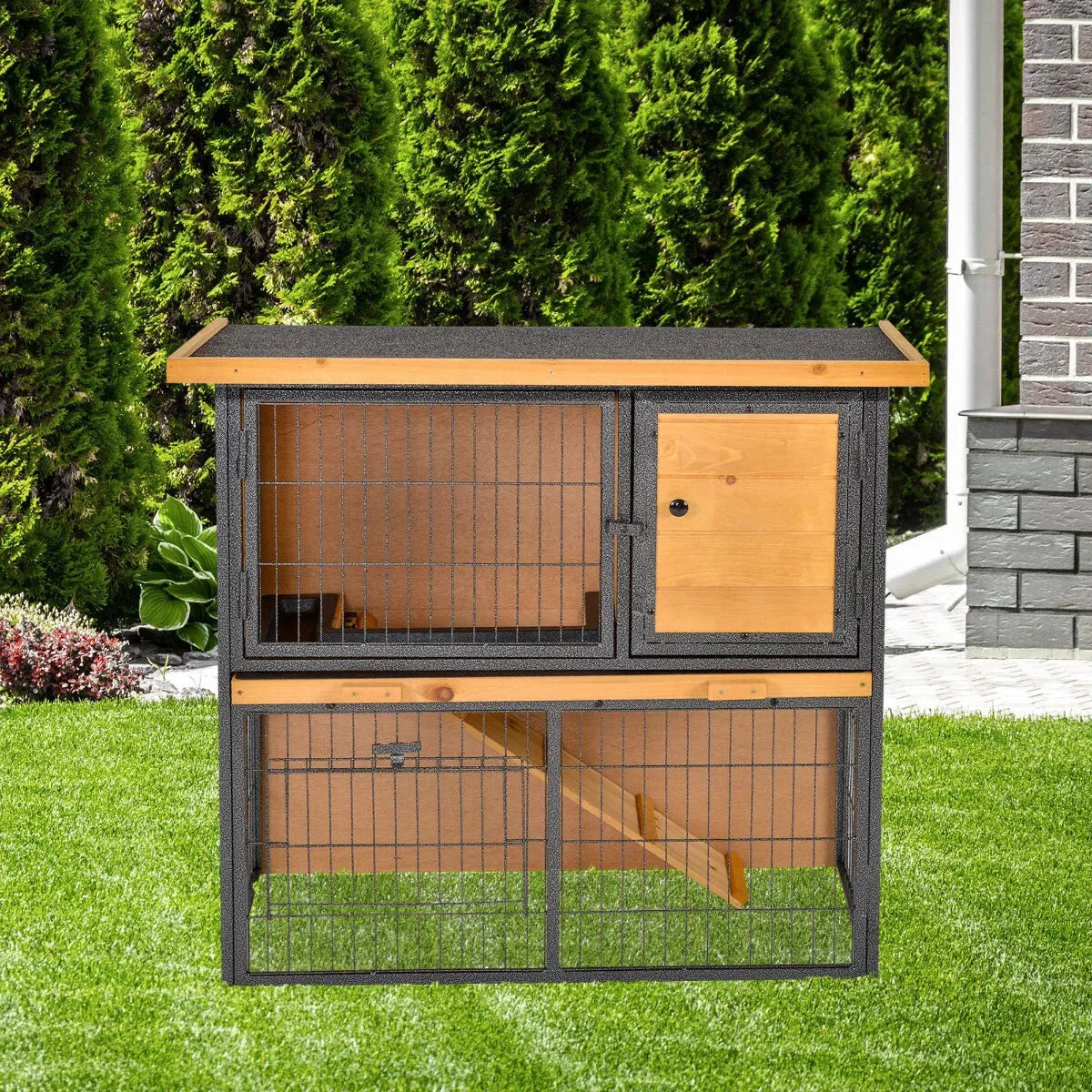 Cage à lapin extérieur ouverture au toit