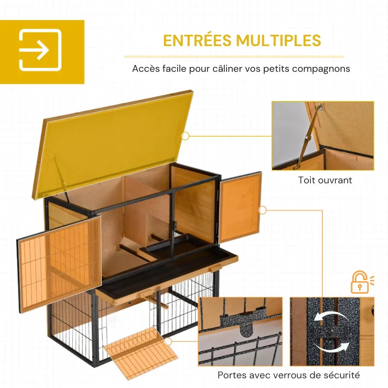 Cage à lapin extérieur ouverture au toit