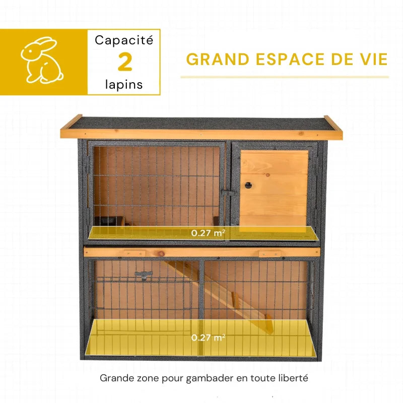 Cage à lapin extérieur ouverture au toit
