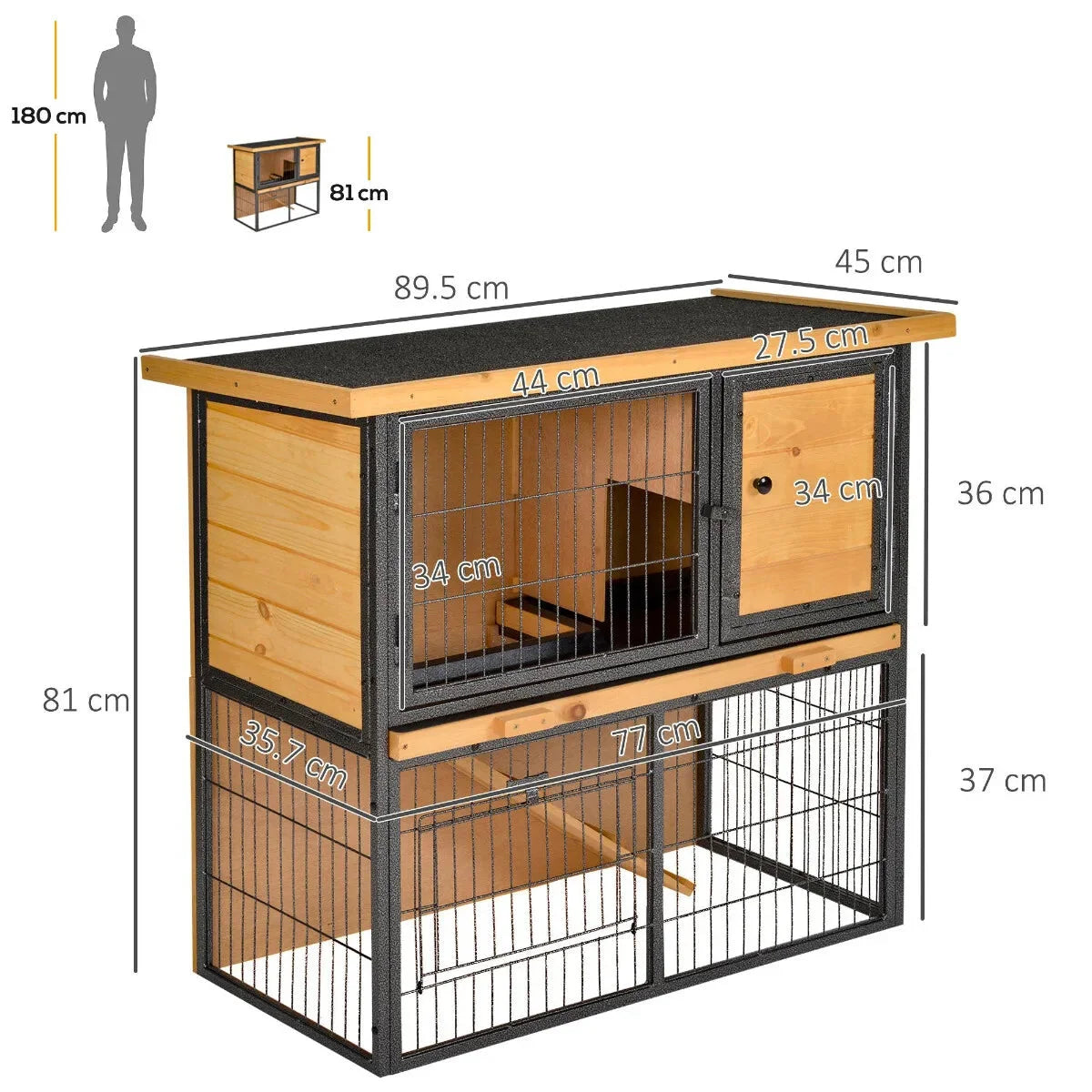 Cage à lapin extérieur ouverture au toit