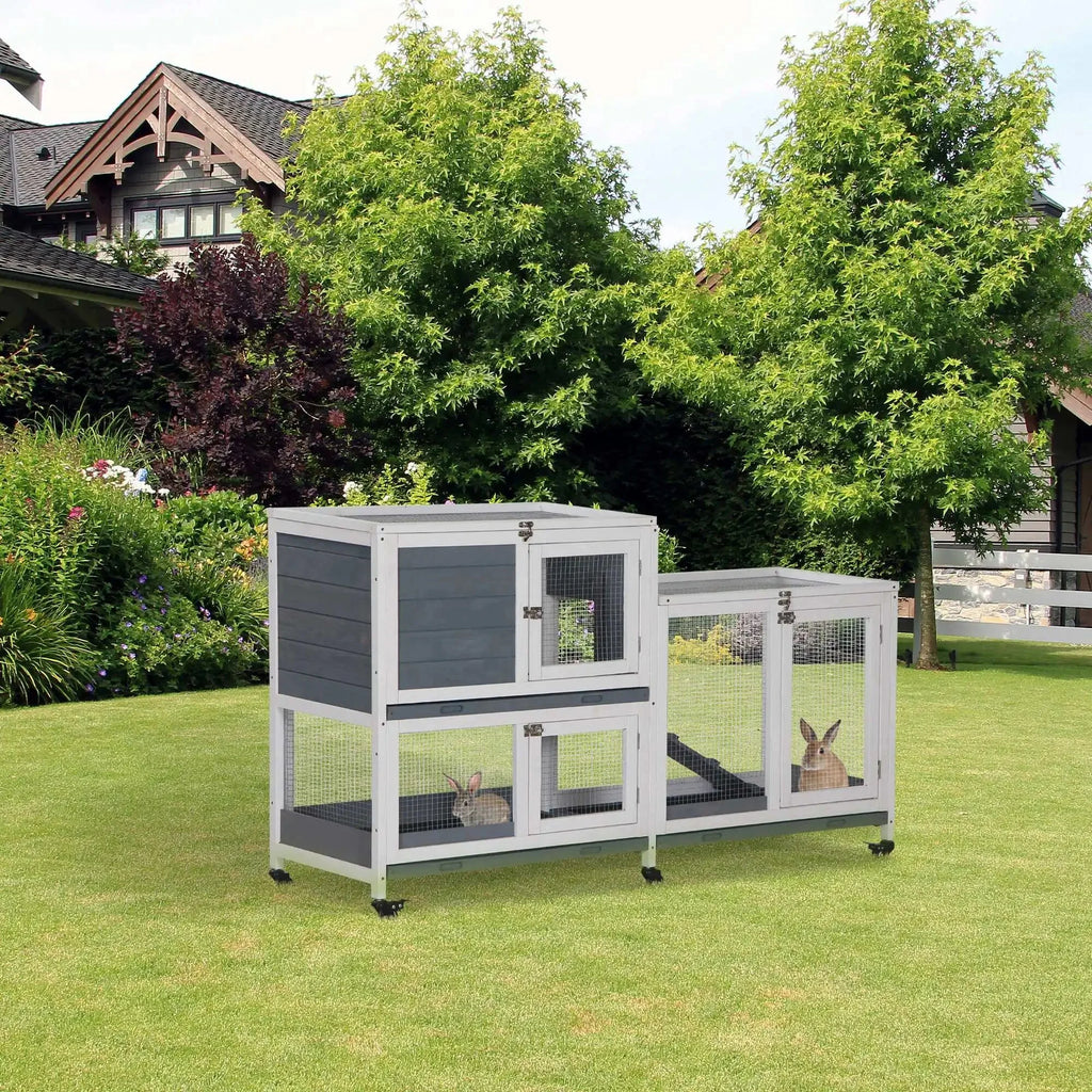 Cage à lapin extérieur sur roulettes