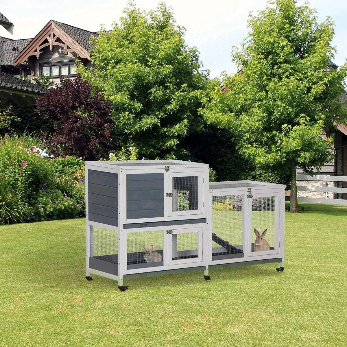 Cage à lapin extérieur sur roulettes