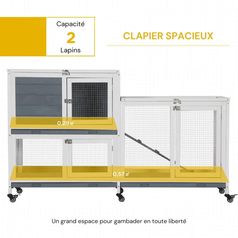 Cage à lapin extérieur sur roulettes