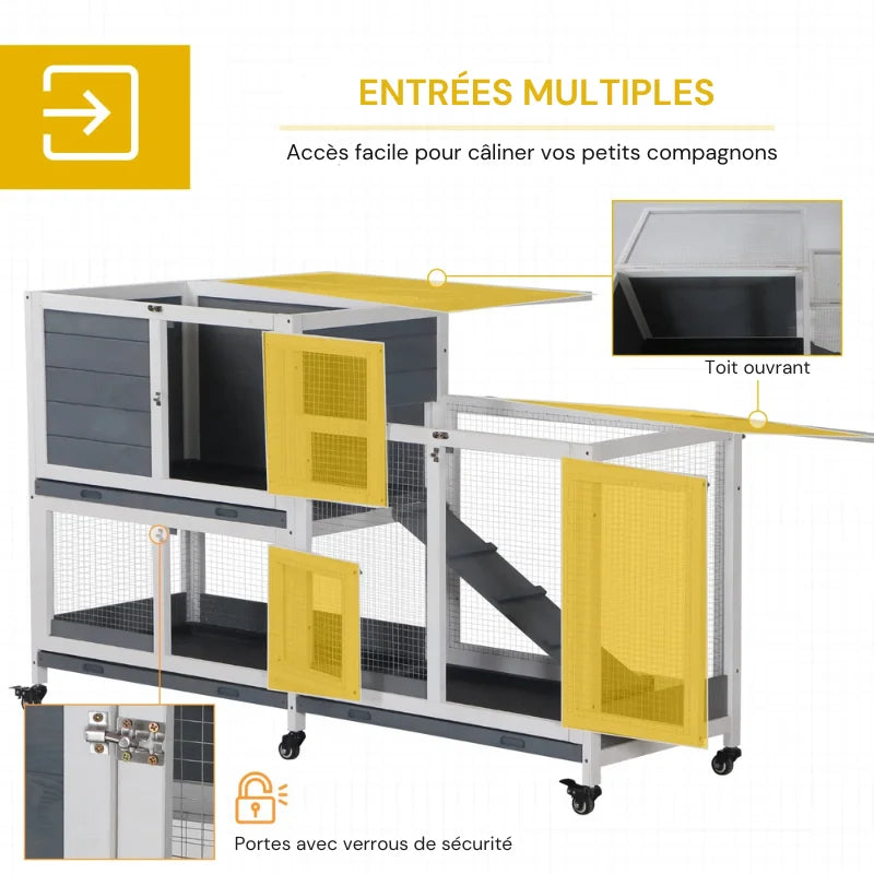 Cage à lapin extérieur sur roulettes