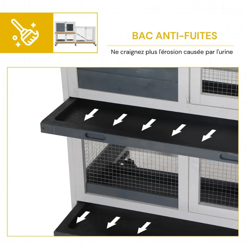 Cage à lapin extérieur sur roulettes