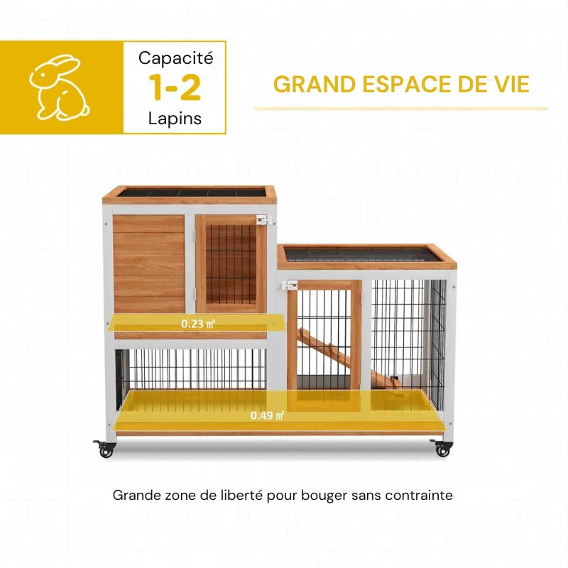Cage à lapin intérieur sur roulettes
