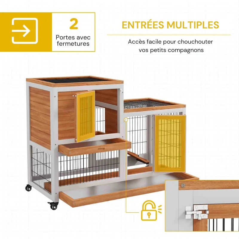 Cage à lapin intérieur sur roulettes