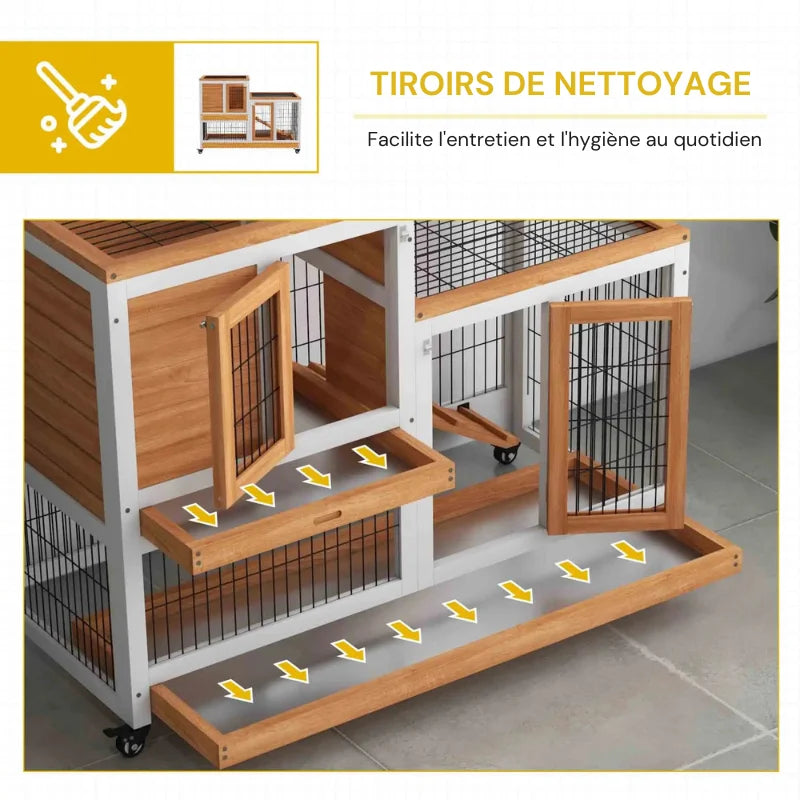 Cage à lapin intérieur sur roulettes