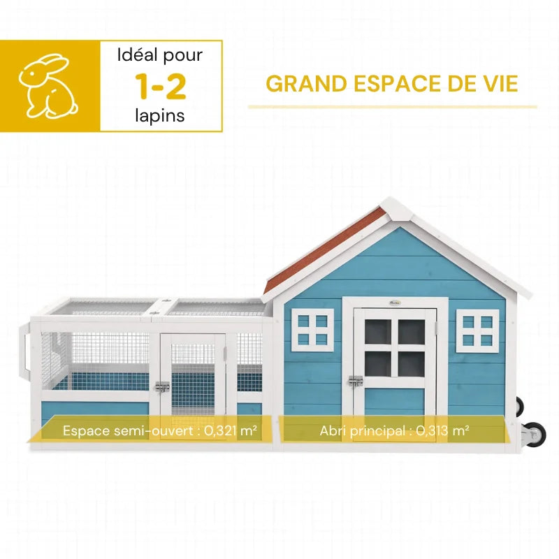 Cage clapier extérieur en bois pour lapins 3 portes
