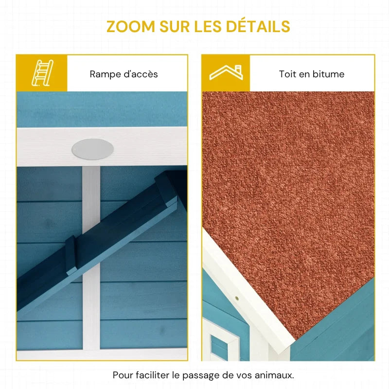 Cage clapier extérieur en bois pour lapins 3 portes